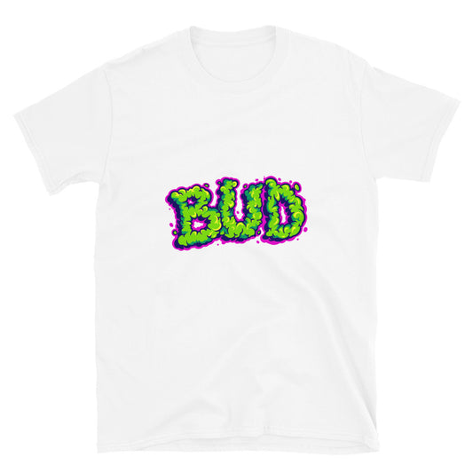 Weed bud smoke effect lettering words Fit Unisex Softstyle T-Shirt