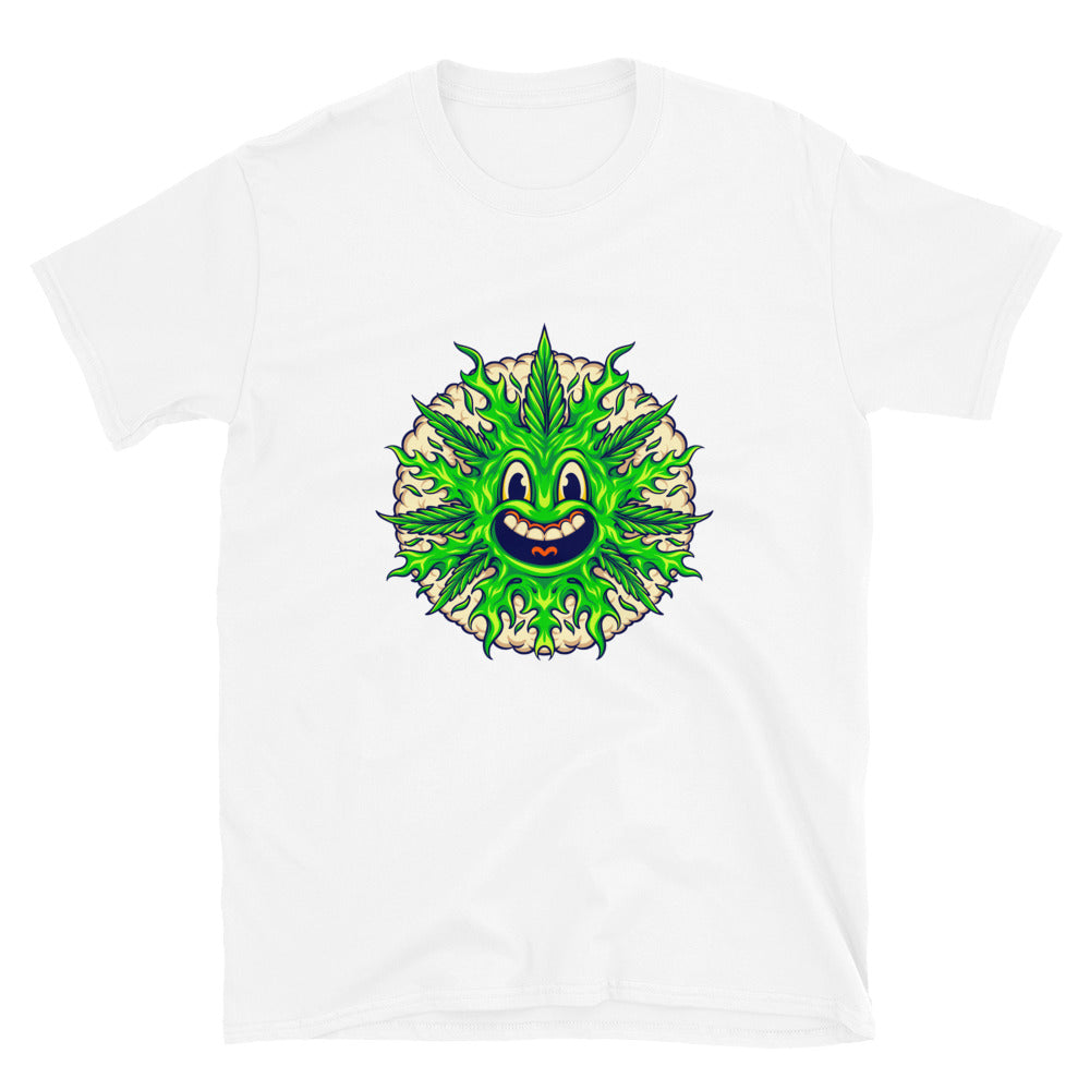 Weed leaf cute emoji with smoke bubble Fit Unisex Softstyle T-Shirt