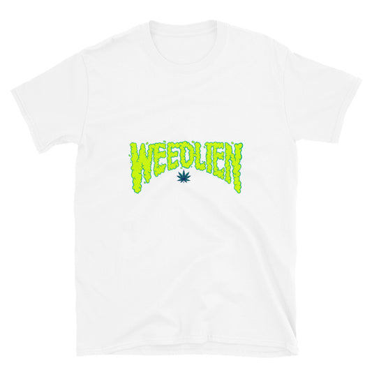 Weed alien palabra letras tipografía HandDrawn Fit Unisex Softstyle Camiseta