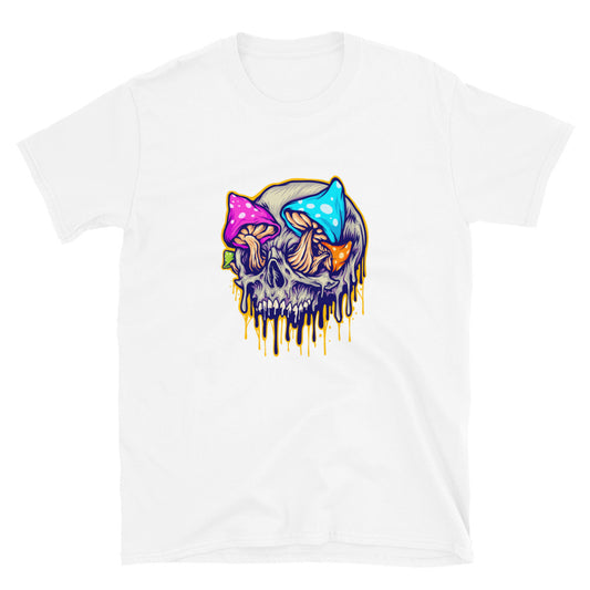 Scary skull mushrooms melted colorful Fit Unisex Softstyle T-Shirt