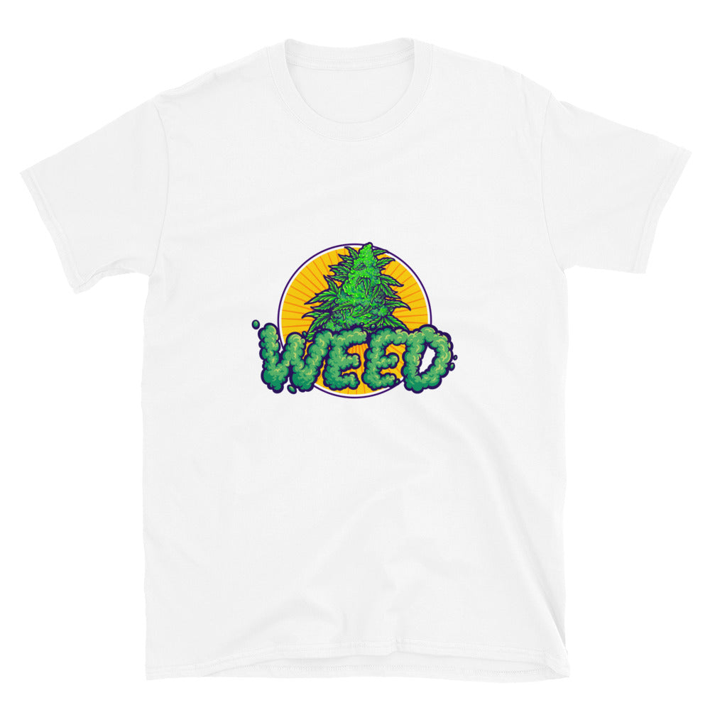 Weed smoke word lettering Logo cannabis Plant leaf Fit Unisex Softstyle T-Shirt