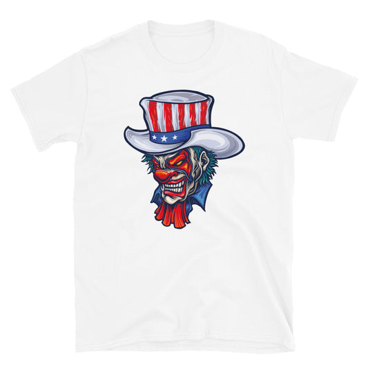 Böser Clown, amerikanisches Halloween – passendes Unisex-Softstyle-T-Shirt