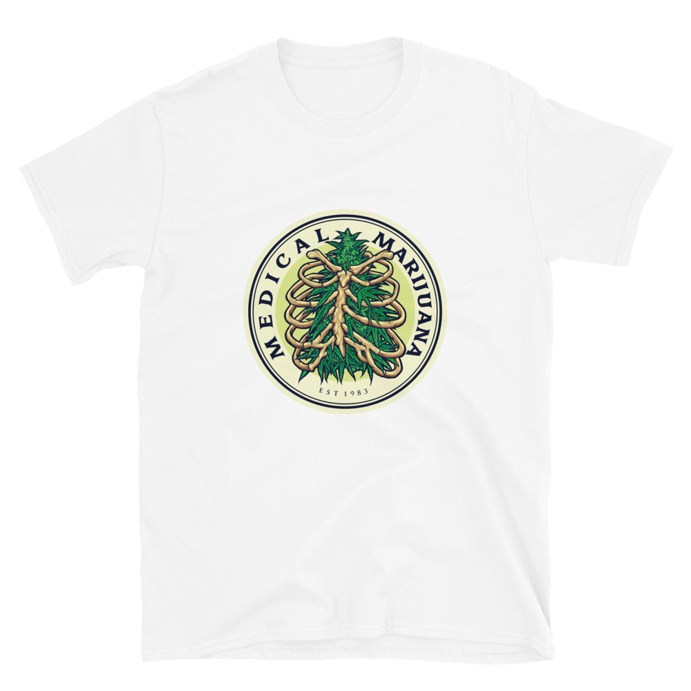 Weed Ribcage Logo Marihuana Medicinal Fit Unisex Softstyle Camiseta