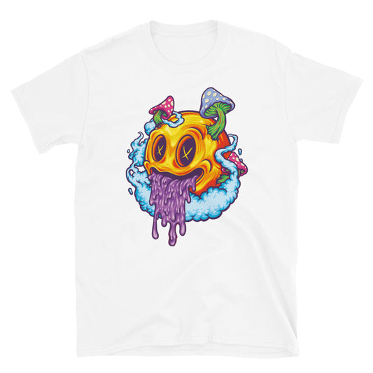 Yellow Smiley Icon Psychedelic Fungus Fit Unisex Softstyle T-Shirt