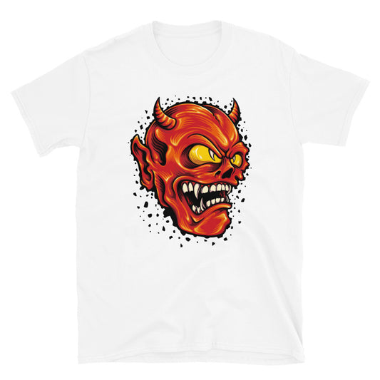 Red Devil Smiley Cartoon Mascot Fit Unisex Softstyle T-Shirt