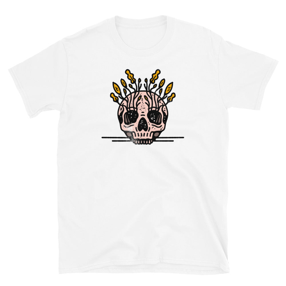 Skull with Plants Coming Out Fit Unisex Softstyle T-Shirt
