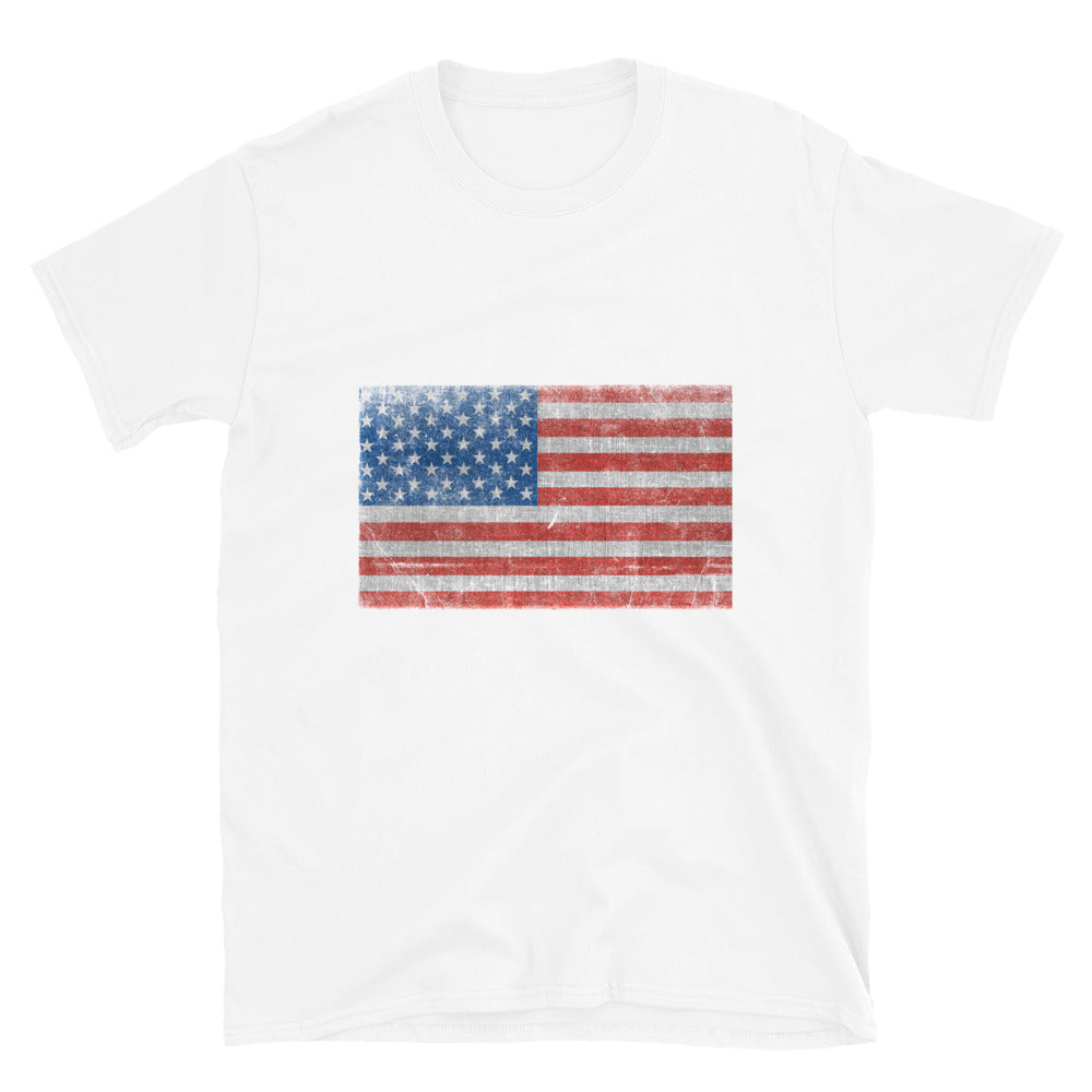 USA Grunge Flag Fit Unisex Softstyle T-Shirt