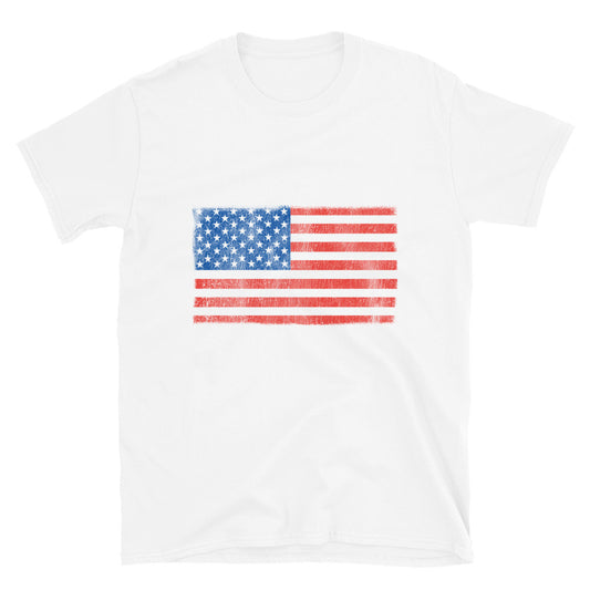 USA-Flagge Distressed Fit Unisex Softstyle T-Shirt