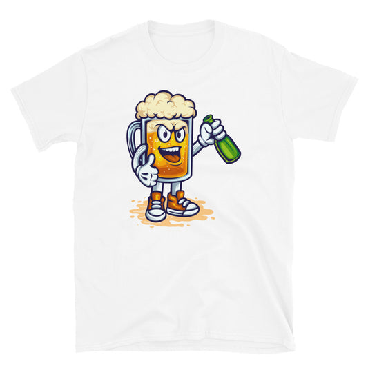 Divertido vaso de cerveza, sonrisa - Camiseta unisex de estilo suave