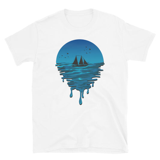 Segelboot in Melted Ocean Fit Unisex Softstyle T-Shirt