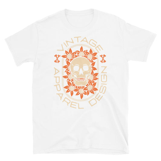 Vintage Totenkopf mit Blumen Fit Unisex Softstyle T-Shirt