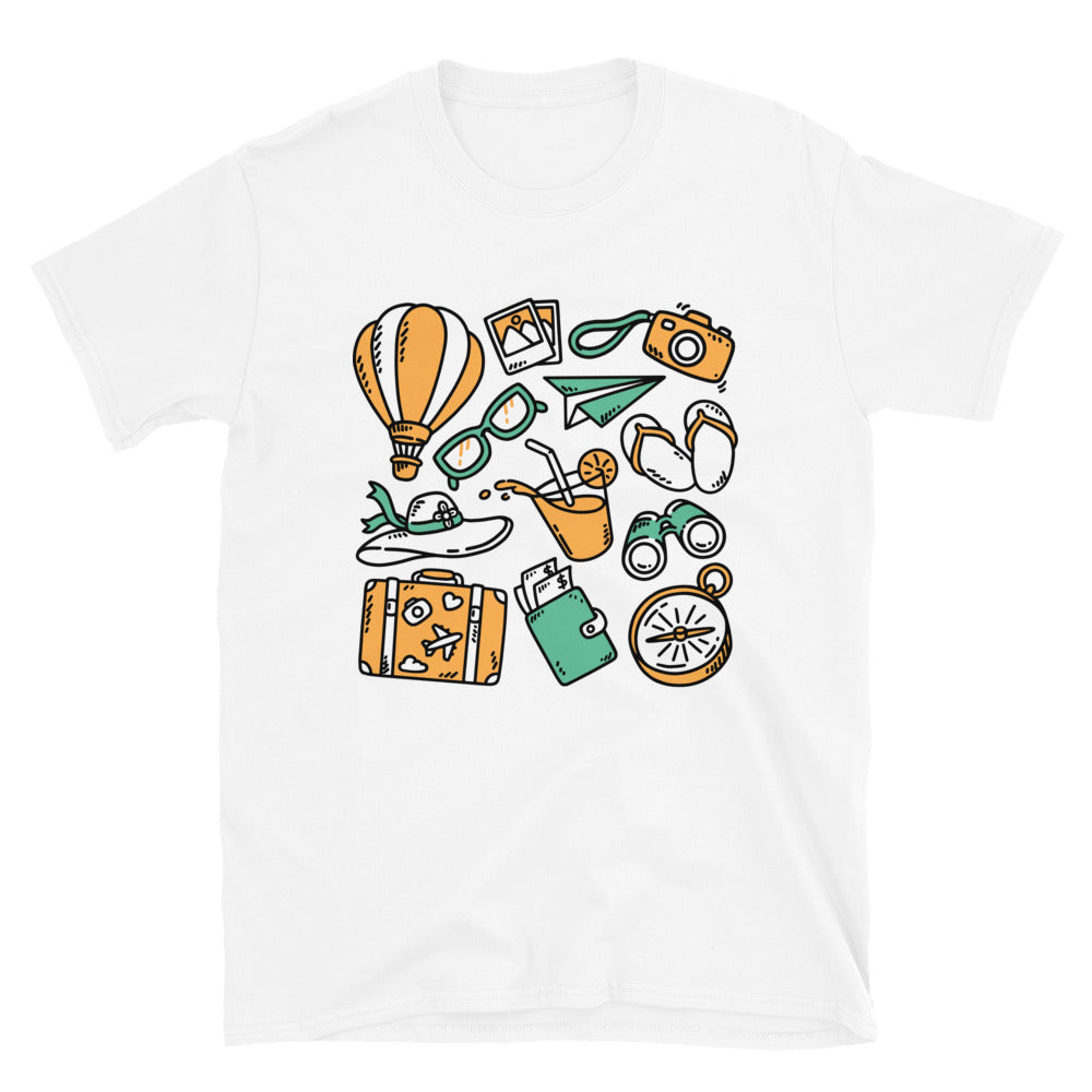 Set of hand drawn travel elements Fit Unisex Softstyle T-Shirt