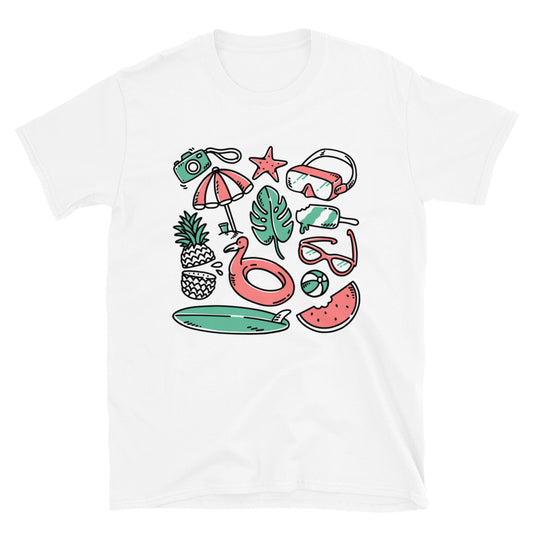 Set of hand drawn beach elements Fit Unisex Softstyle T-Shirt