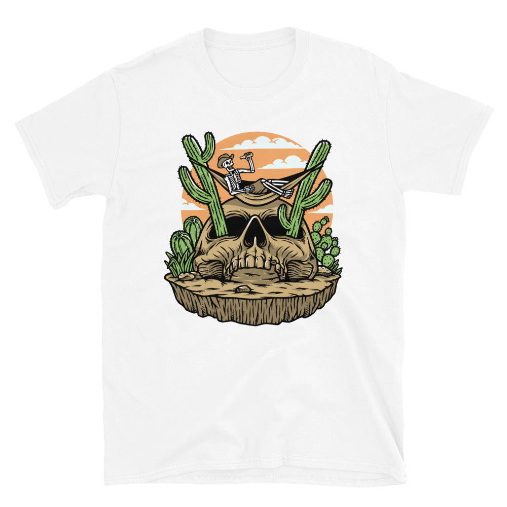 the skull is lying down on the cactus Fit Unisex Softstyle T-Shirt