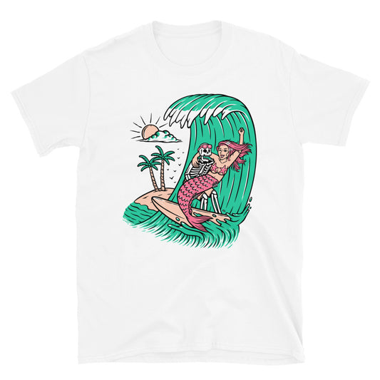 Skull and Mermaid Surfing Fit Unisex Softstyle T-Shirt