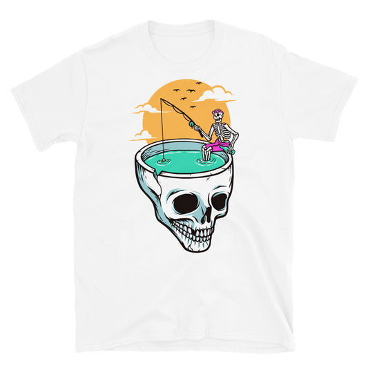 Fishing in a Scary Skull - Fit Unisex Softstyle T-Shirt