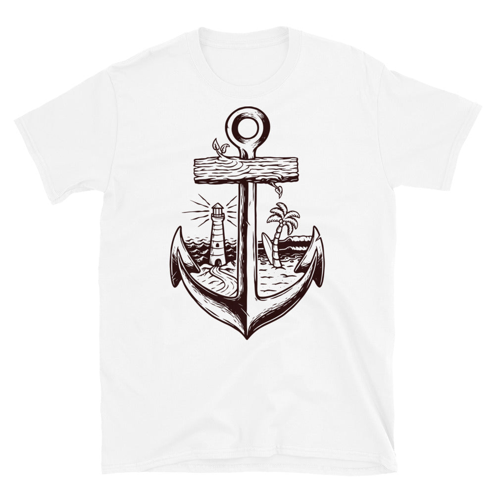 Old anchor and beach Fit Unisex Softstyle T-Shirt