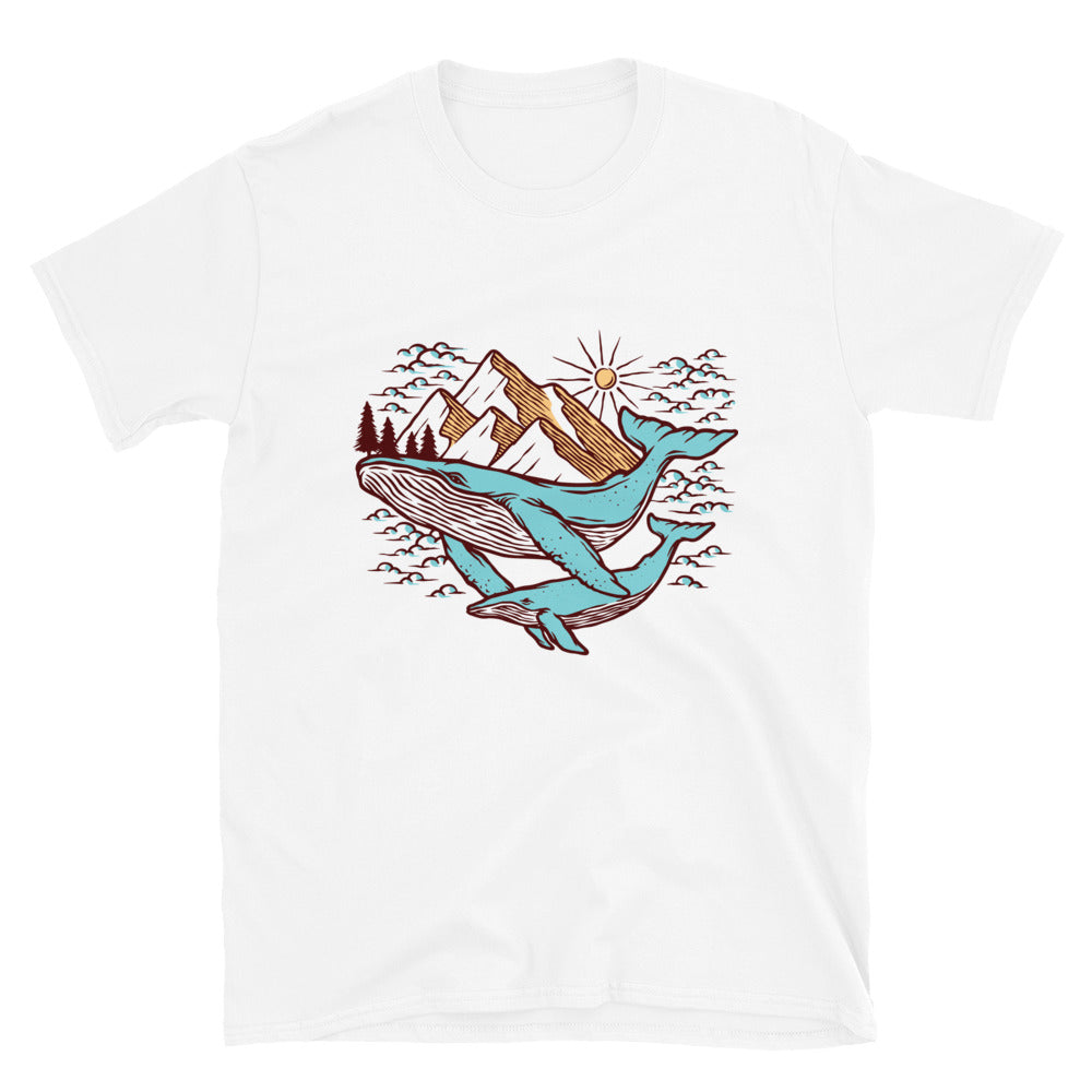 Views of mountains and whales Fit Unisex Softstyle T-Shirt
