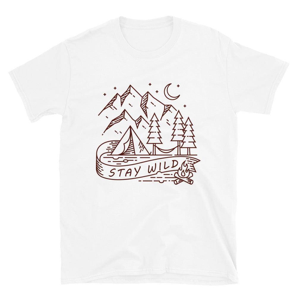 Stay Wild,Camping in the Mountain Fit Unisex Softstyle T-Shirt