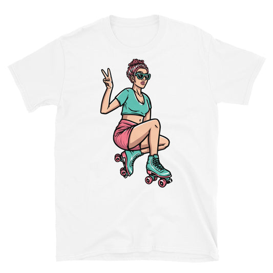 Mujer joven en patines Fit Unisex Softstyle Camiseta