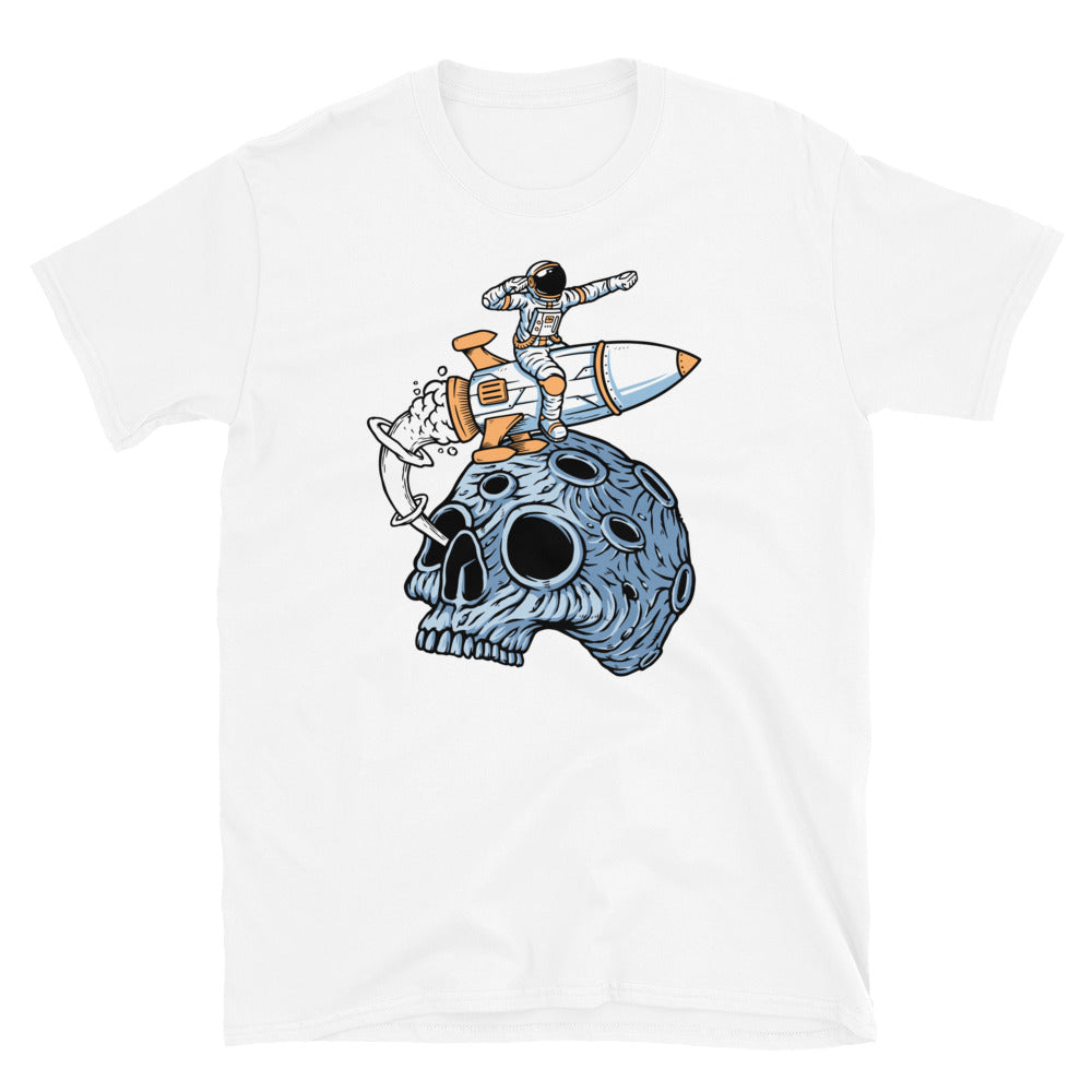 Astronaut Leave Planet Skull with Rocket - Fit Unisex Softstyle T-ShirtAstronaut Leave Planet Skull with Rocket - Fit Unisex Softstyle T-Shirt