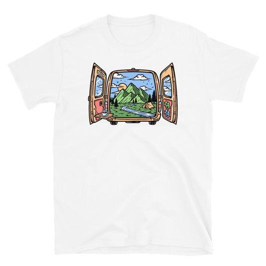 Beautiful Mountain View in the Car - Fit Unisex Softstyle T-Shirt