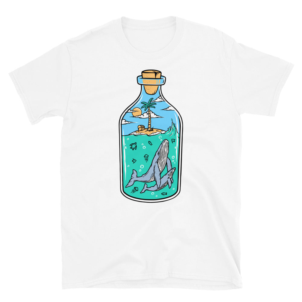 Beach and Whale in a Bottle - Fit Unisex Softstyle T-Shirt