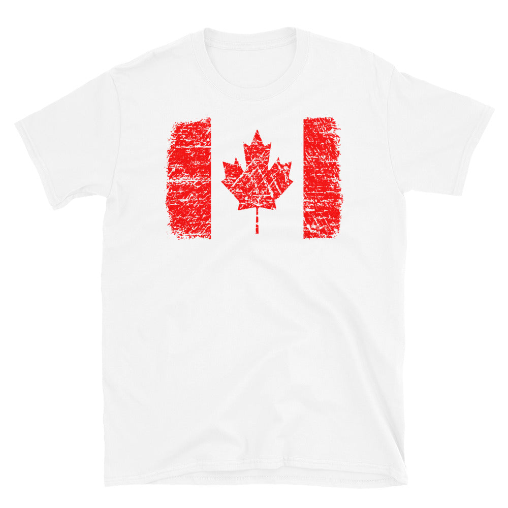 Canadian Flag, Distressed - Fit Unisex Softstyle T-Shirt