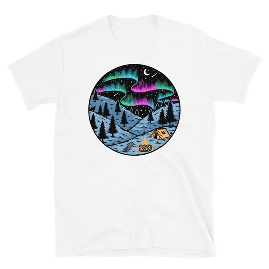 Camping Under the Aurora - Fit Unisex Softstyle T-Shirt