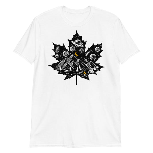 Hoja de arce y universo Fit Unisex Softstyle Camiseta