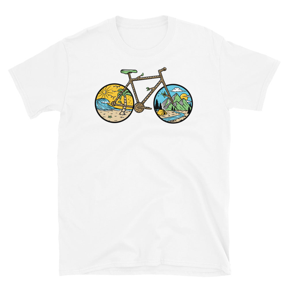 Camiseta unisex Softstyle con forma de bicicleta natural