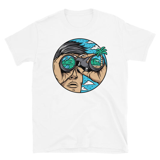 Menschen sehen die Natur durch ein Fernglas. Fit Unisex Softstyle T-Shirt